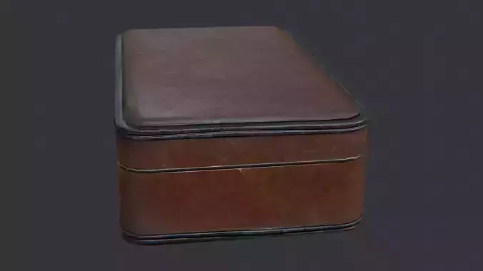 Vintage Brown Leather Suitcase Closed Prop