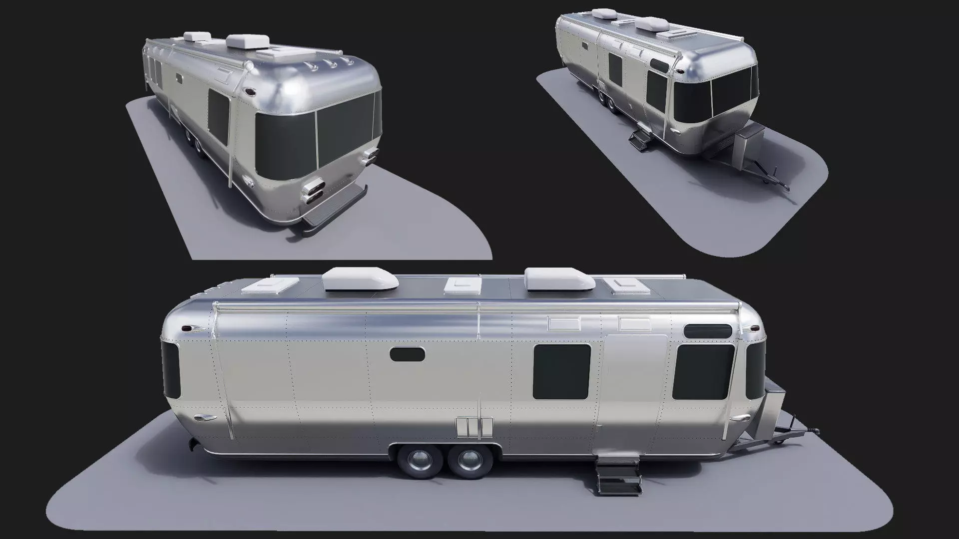 Airstream caravan camper mobile home RV 3d prop model 3D model_0