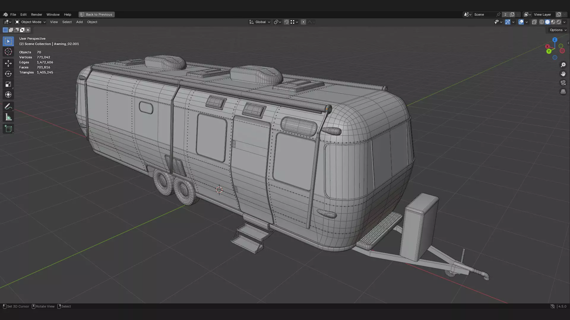 Airstream caravan camper mobile home RV 3d prop model 3D model_5
