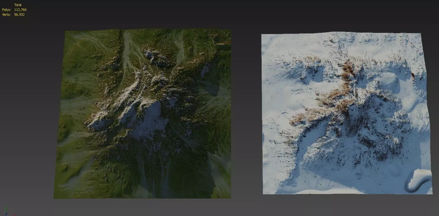 Green and Snow Mountain 3D model_3