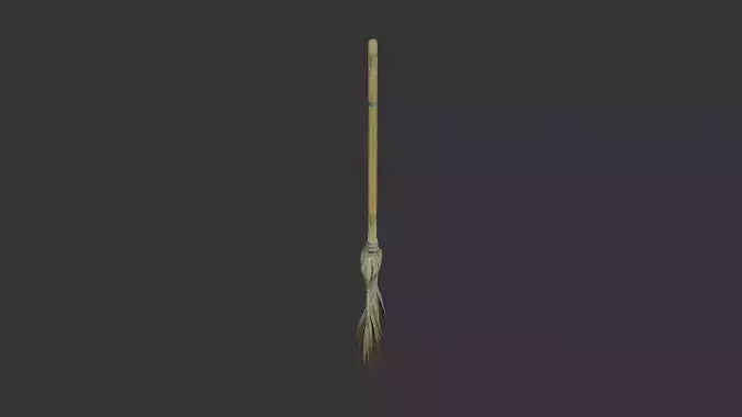 Wooden broom with long handle