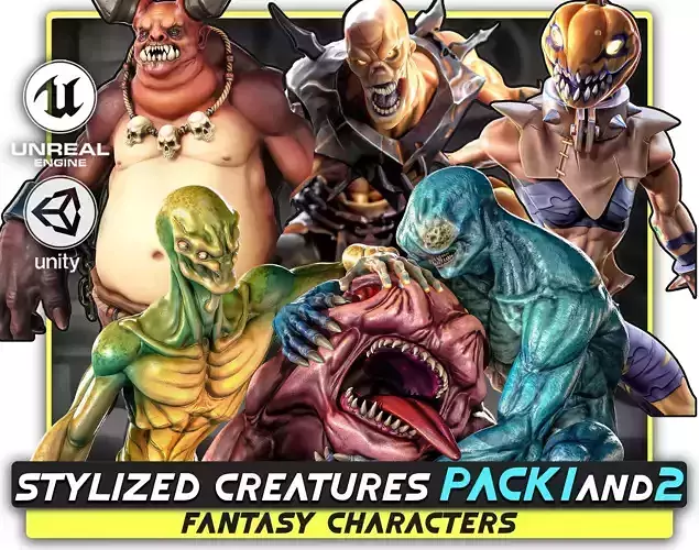 Pack 1 and 2 - Stylized Fantasy Creatures