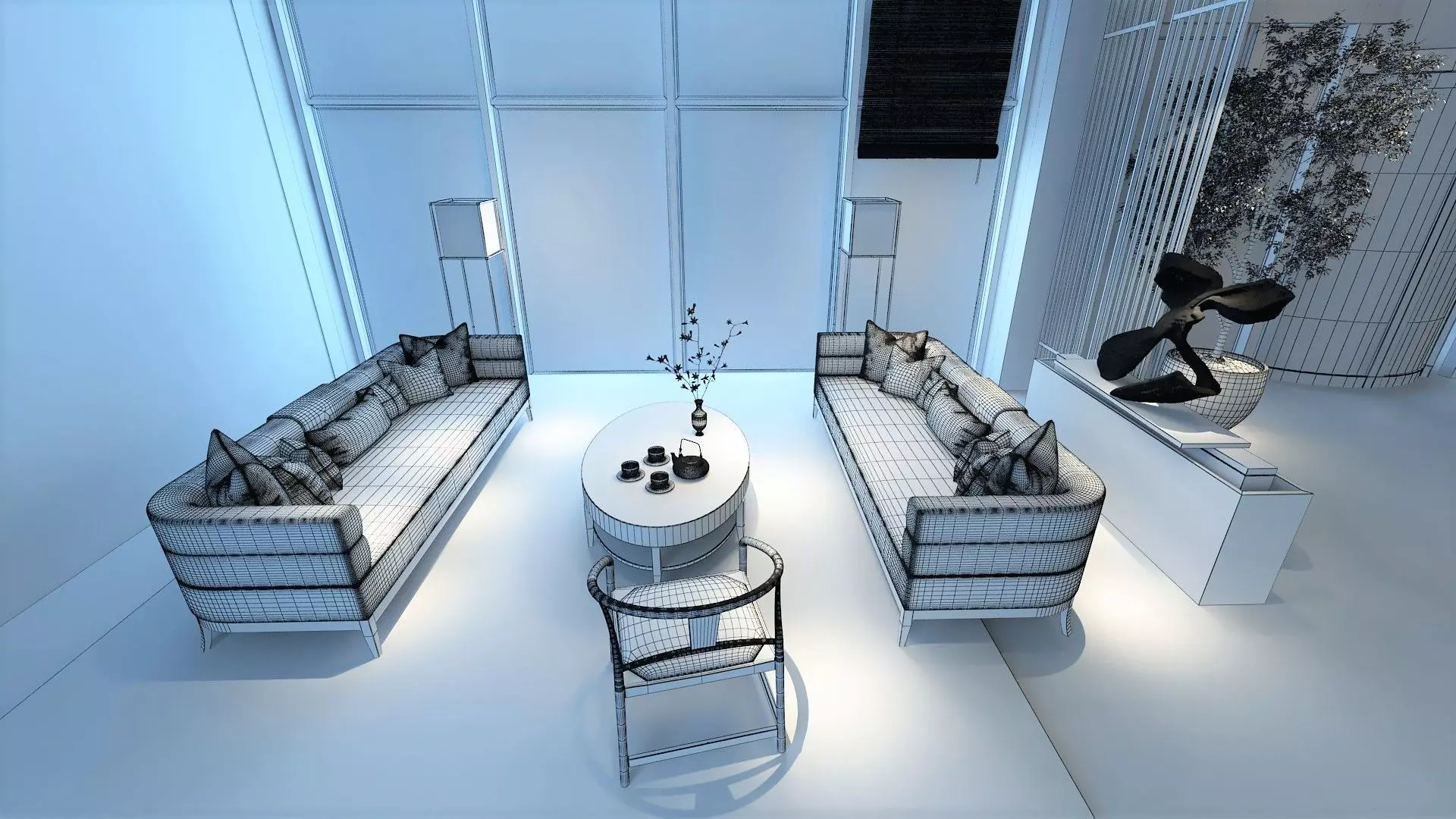 Two-Story Lobby and Lounge Interior 3D model_18