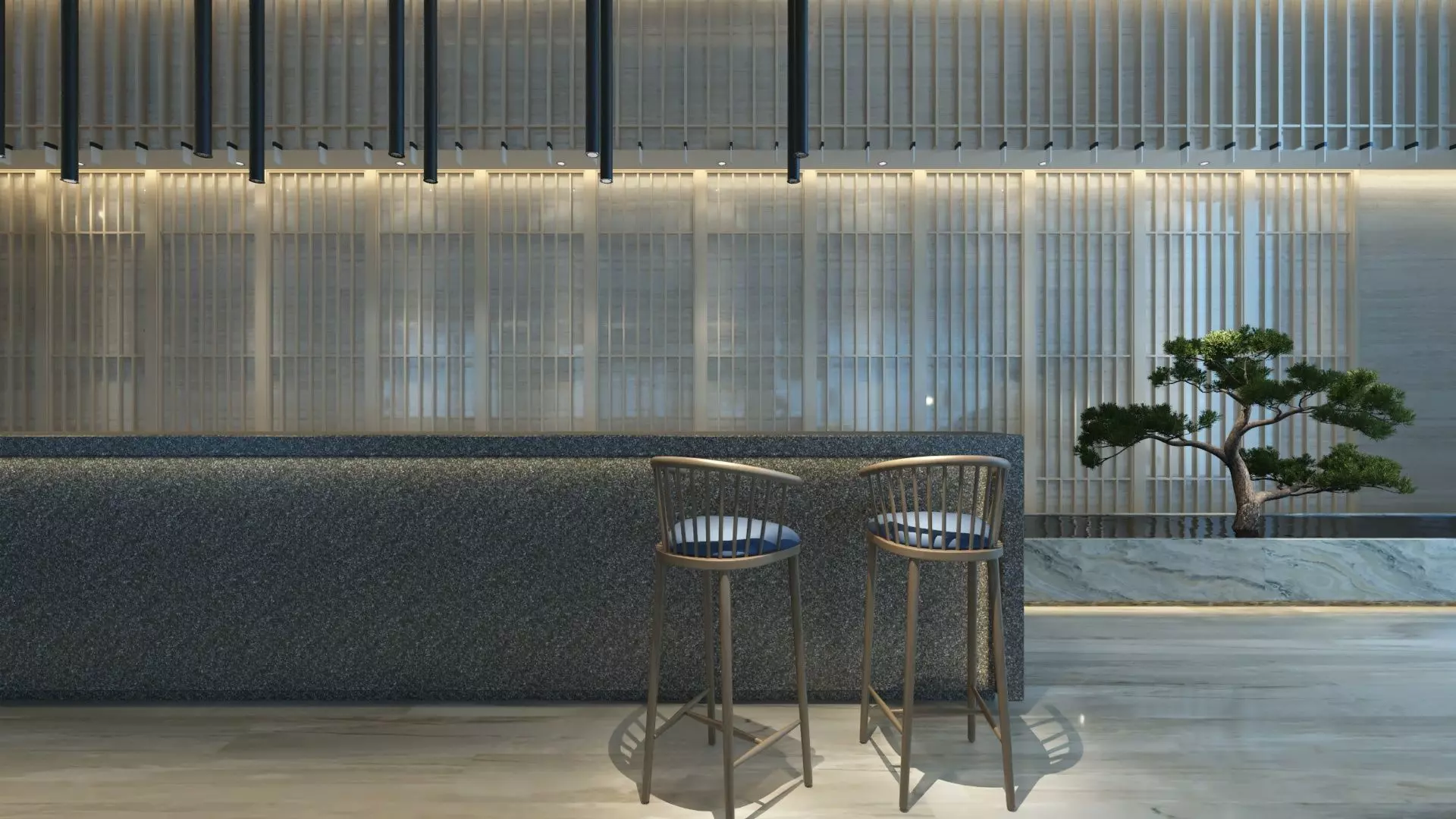 Two-Story Lobby and Lounge Interior 3D model_2