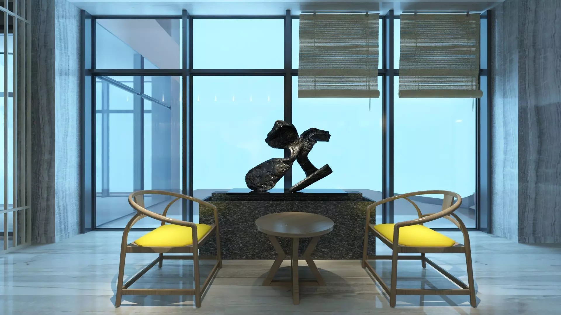 Two-Story Lobby and Lounge Interior 3D model_15