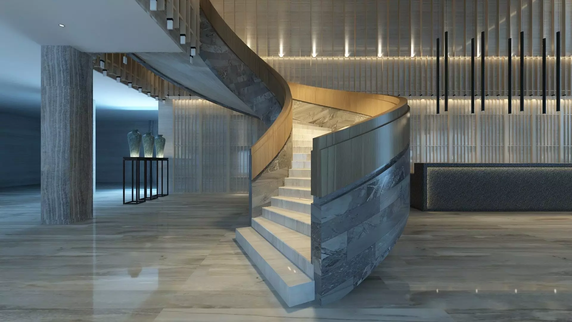 Two-Story Lobby and Lounge Interior 3D model_9