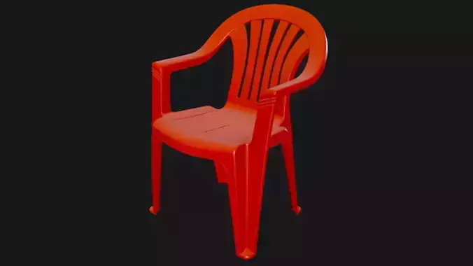 Plastic Chair Red Color 3D Model