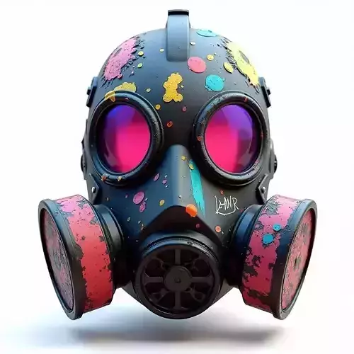 Graffiti Gas Mask 3D Model Urban Street Art