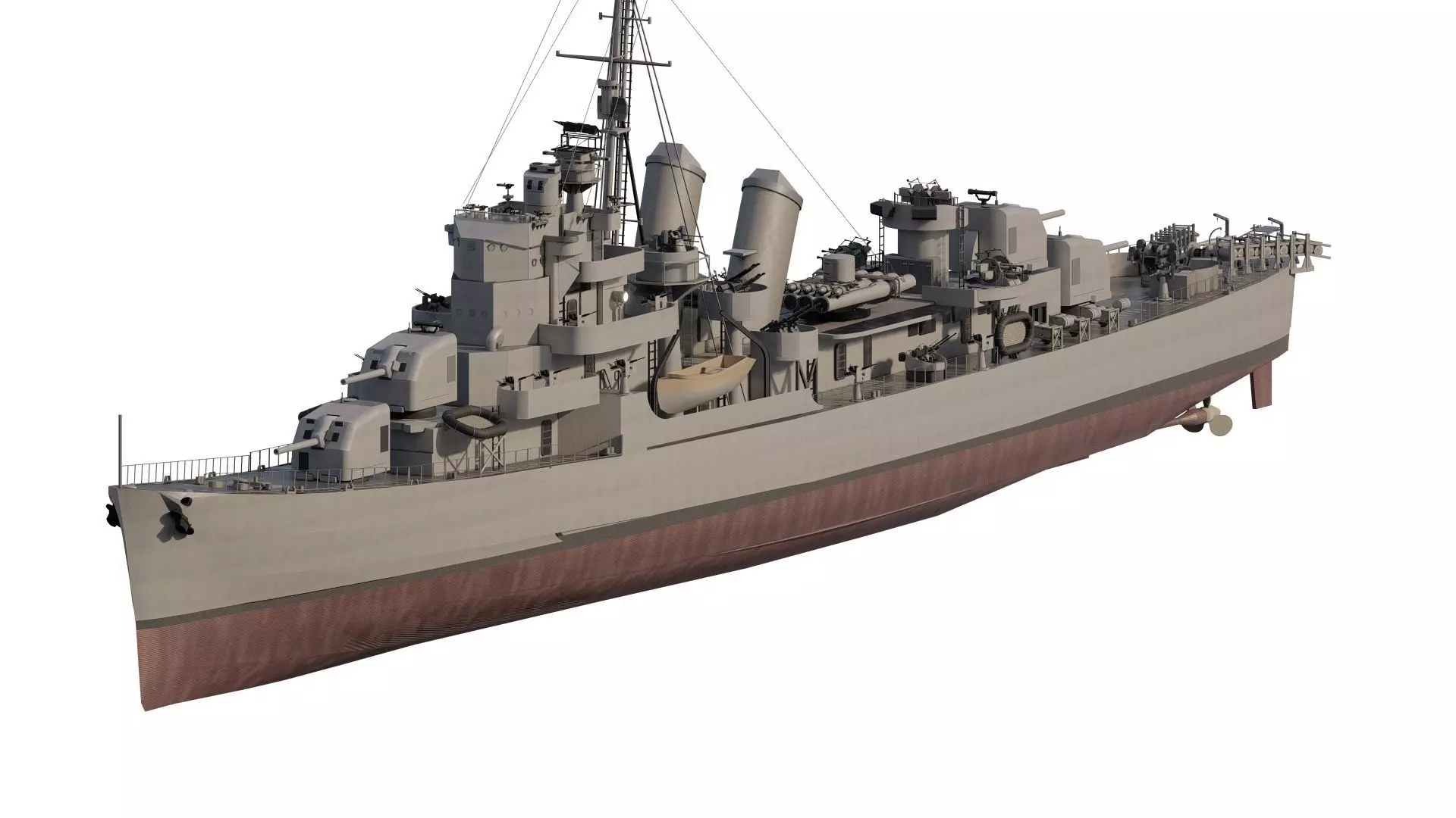 WW2 US NAVY ESCORT DESTROYER SS PHLADELFIA 3D model_0