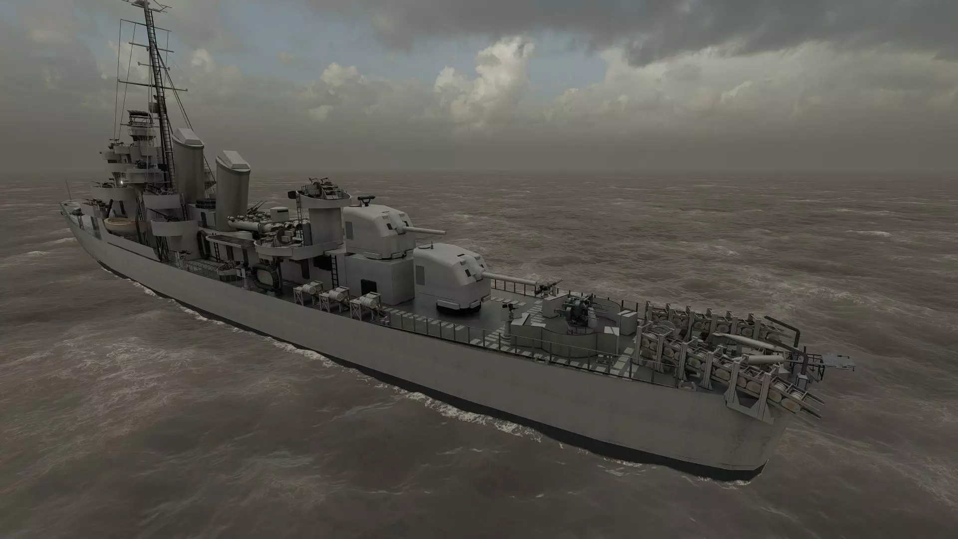 WW2 US NAVY ESCORT DESTROYER SS PHLADELFIA 3D model_38