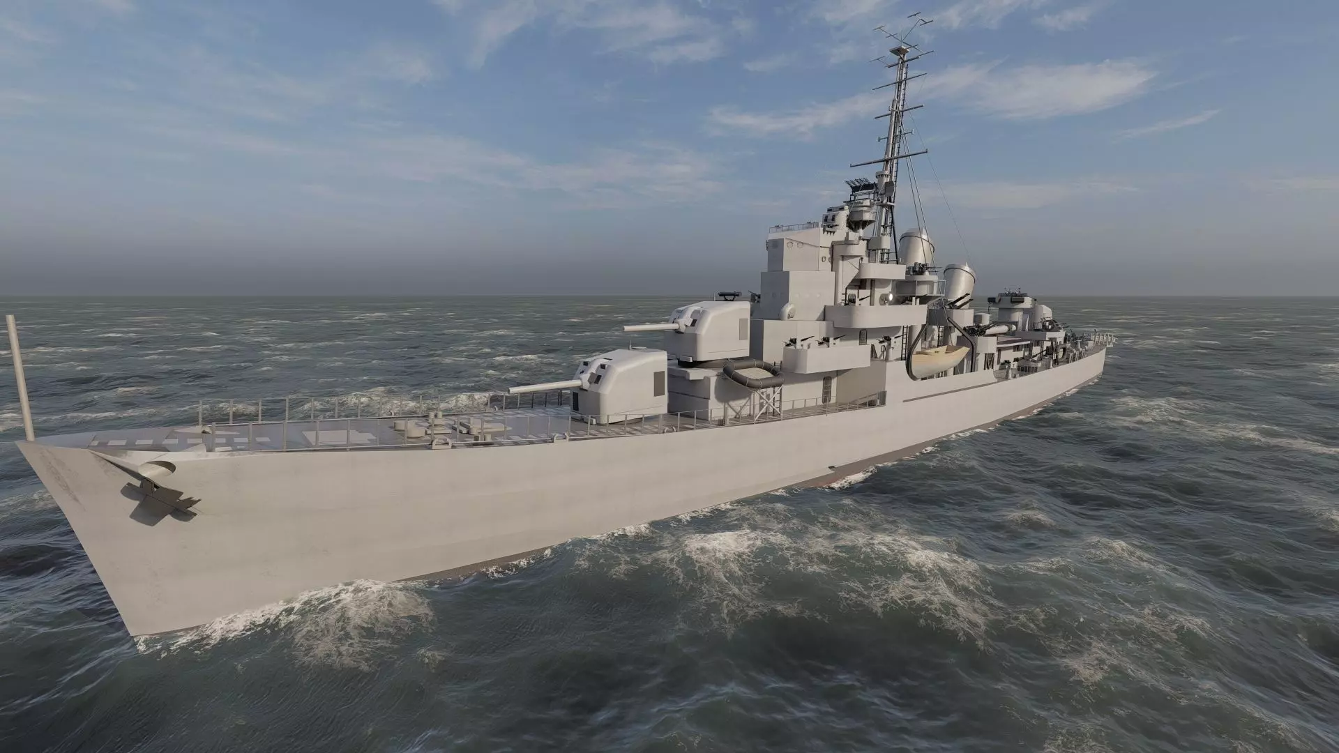 WW2 US NAVY ESCORT DESTROYER SS PHLADELFIA 3D model_8