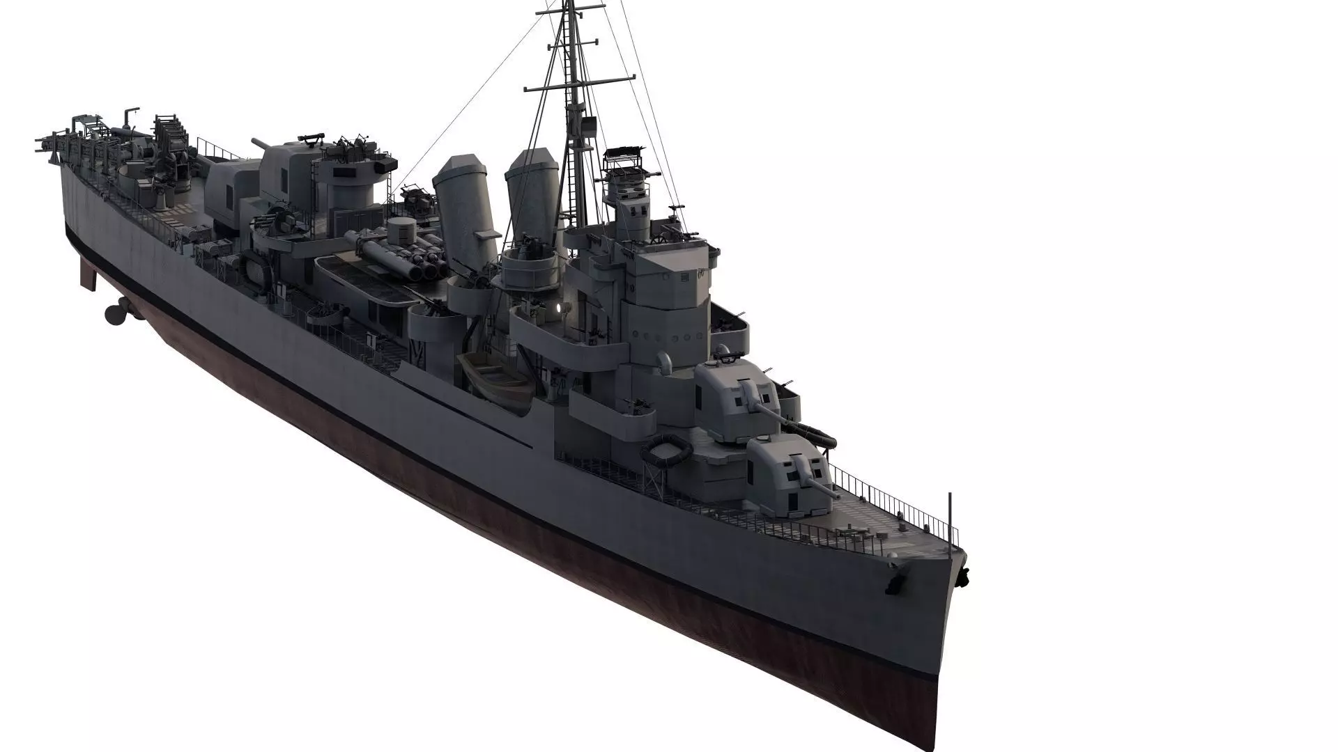 WW2 US NAVY ESCORT DESTROYER SS PHLADELFIA 3D model_3