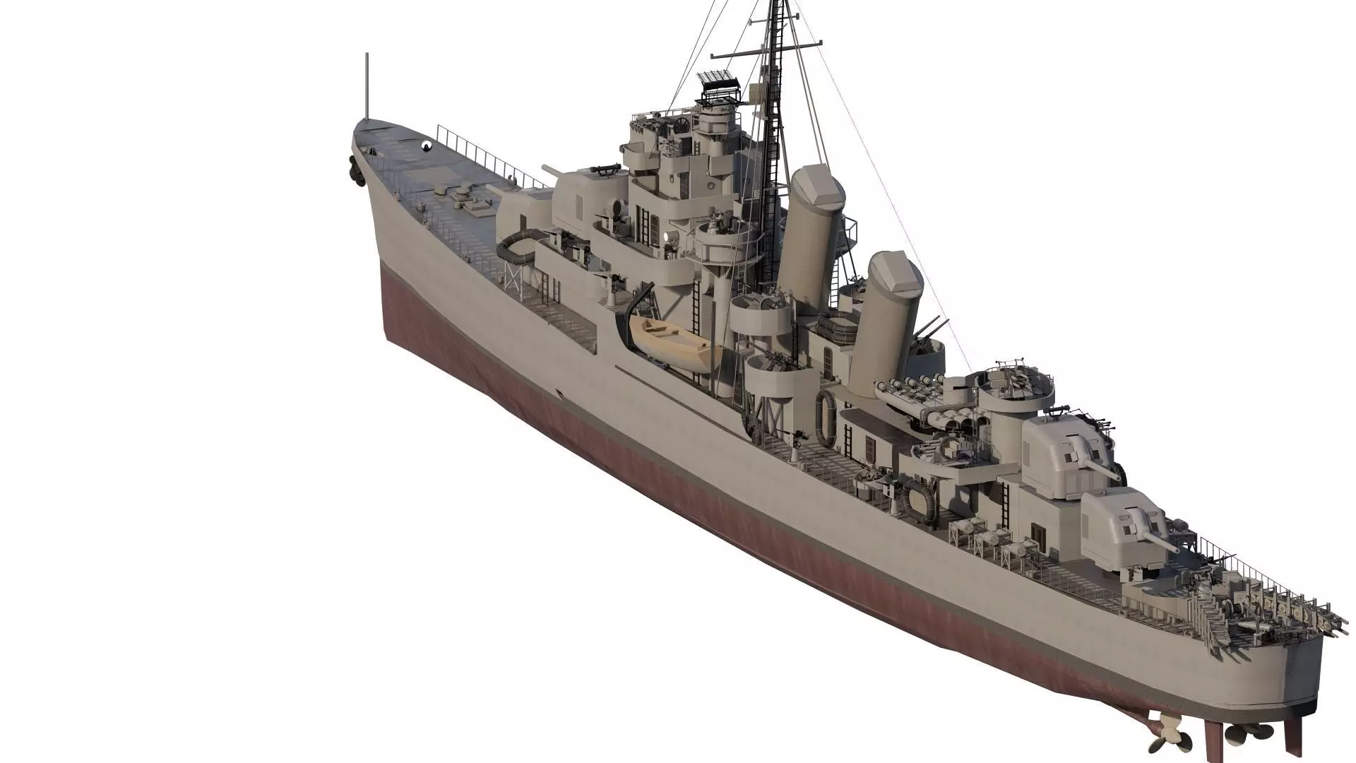 WW2 US NAVY ESCORT DESTROYER SS PHLADELFIA 3D model_7