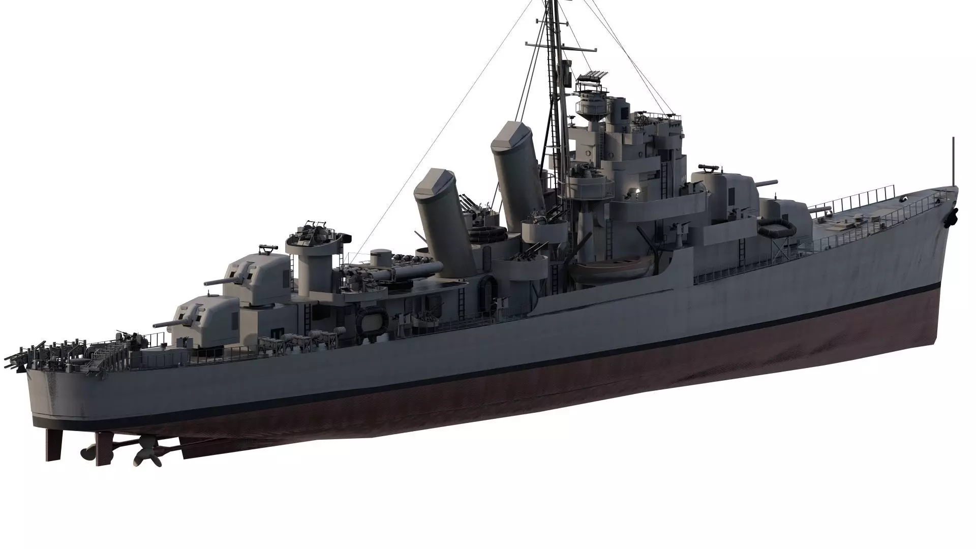WW2 US NAVY ESCORT DESTROYER SS PHLADELFIA 3D model_5
