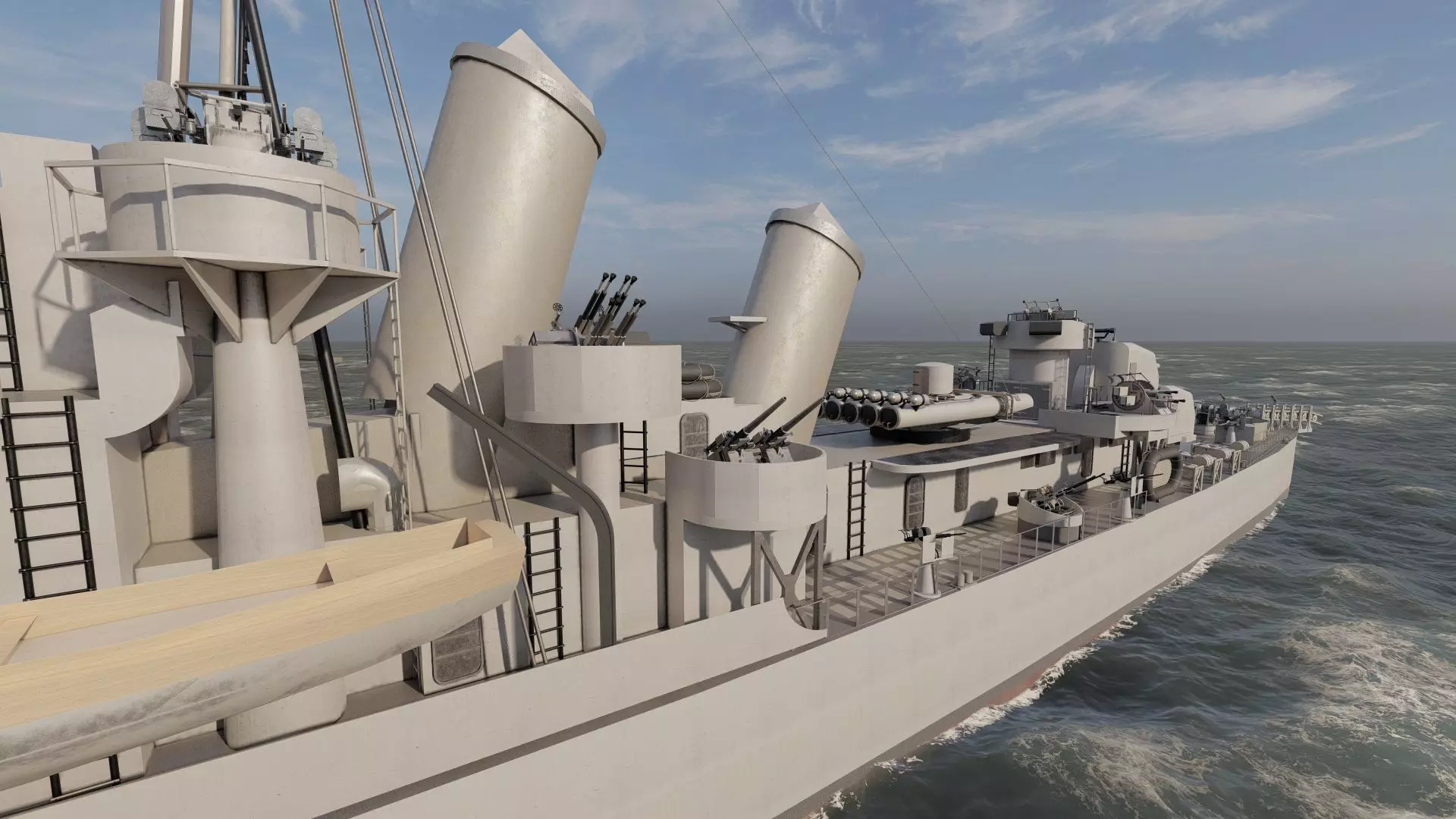 WW2 US NAVY ESCORT DESTROYER SS PHLADELFIA 3D model_11