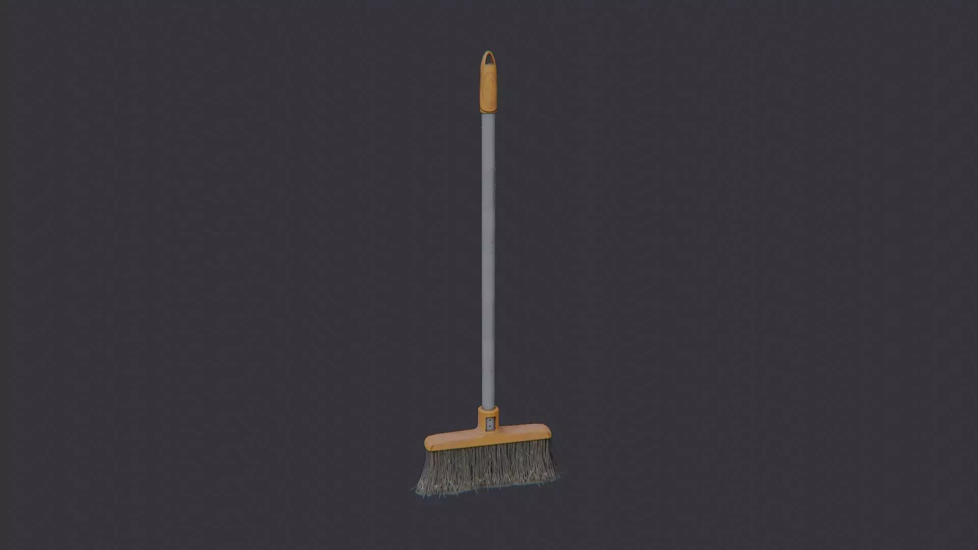 Handheld broom with wooden handle and dark bristles Low-poly 3D model_2