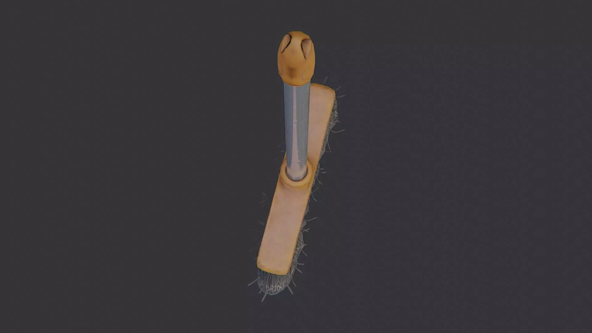 Handheld broom with wooden handle and dark bristles Low-poly 3D model_4