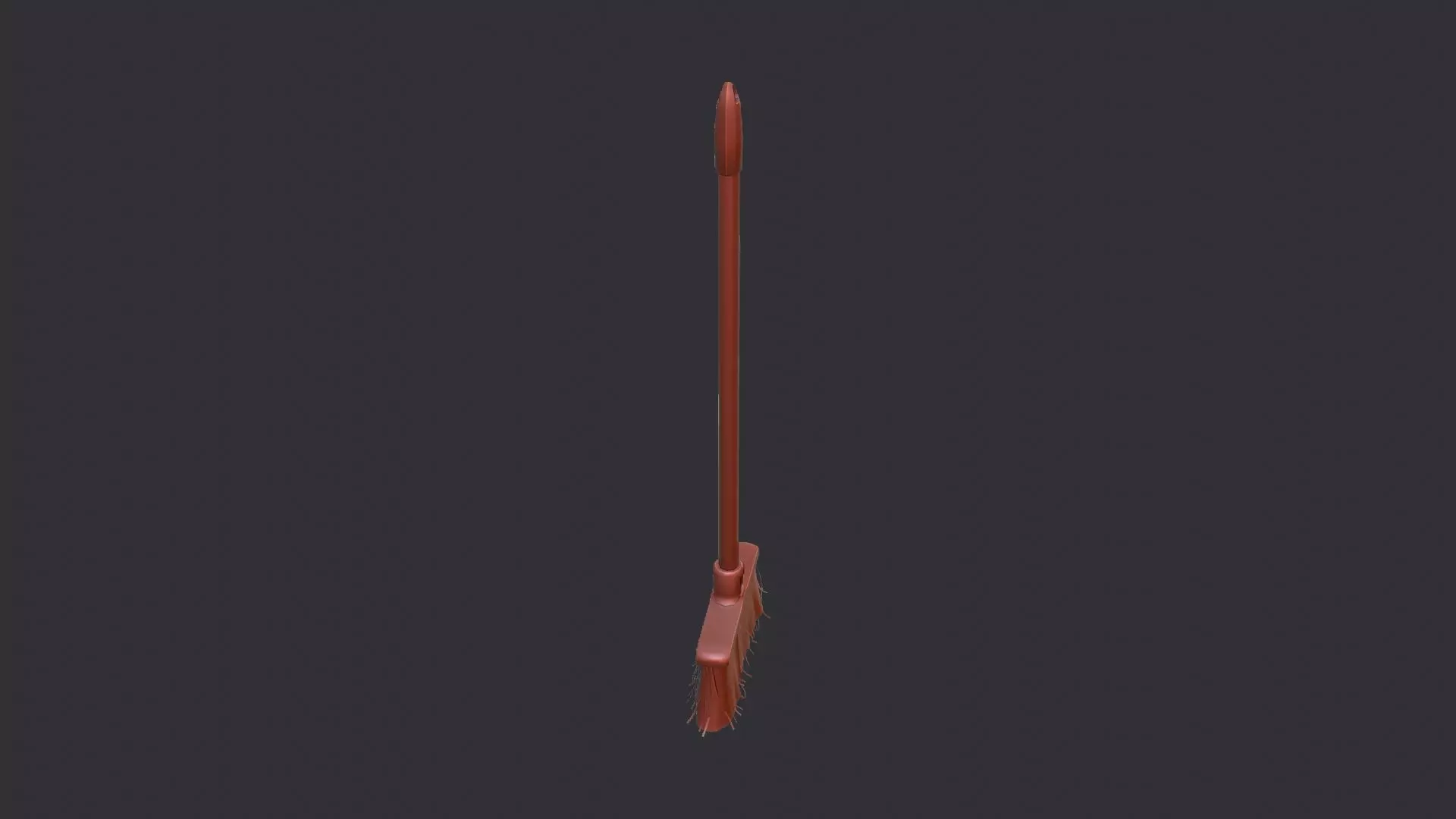 Handheld broom with wooden handle and dark bristles Low-poly 3D model_6