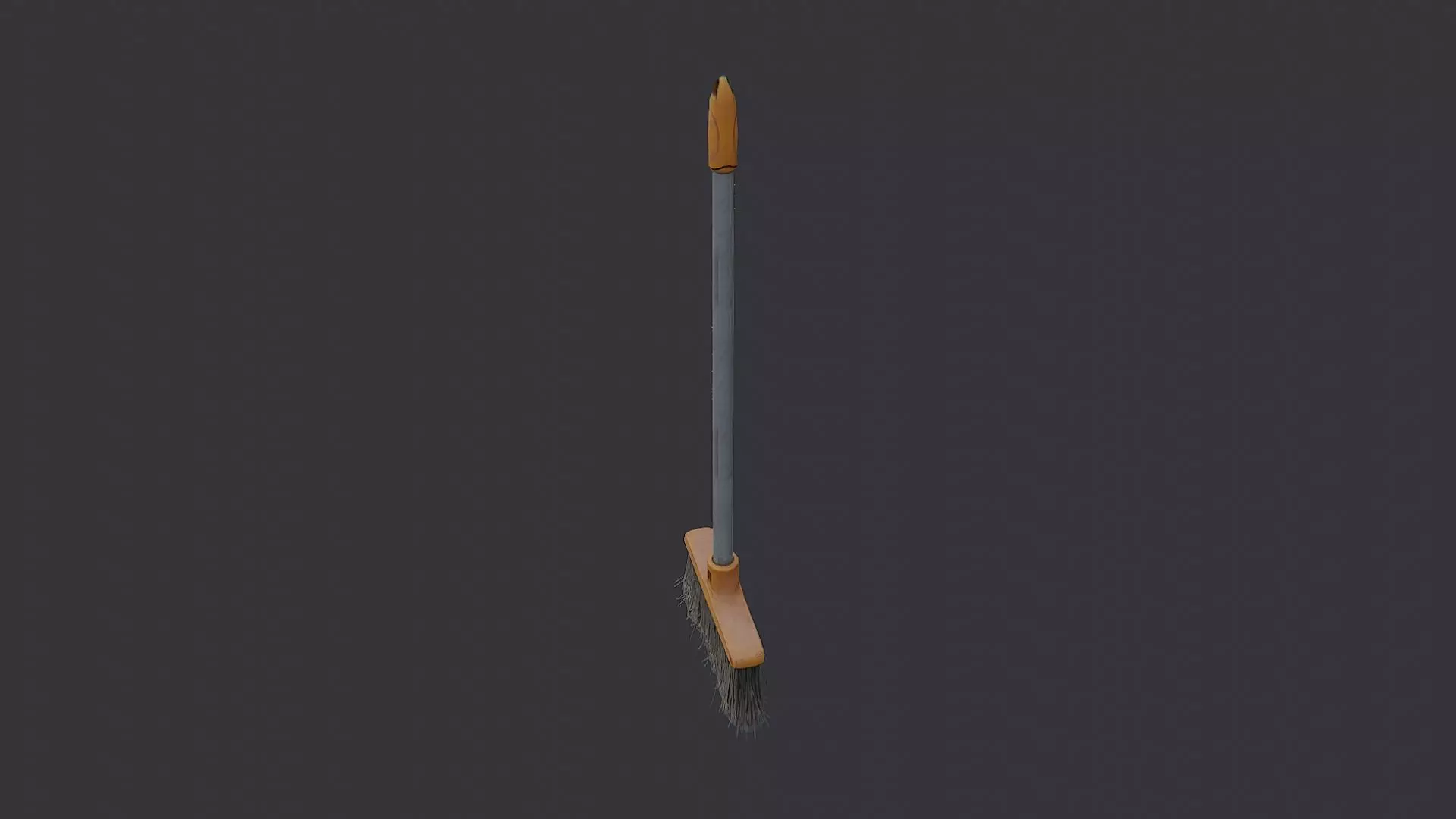 Handheld broom with wooden handle and dark bristles Low-poly 3D model_3