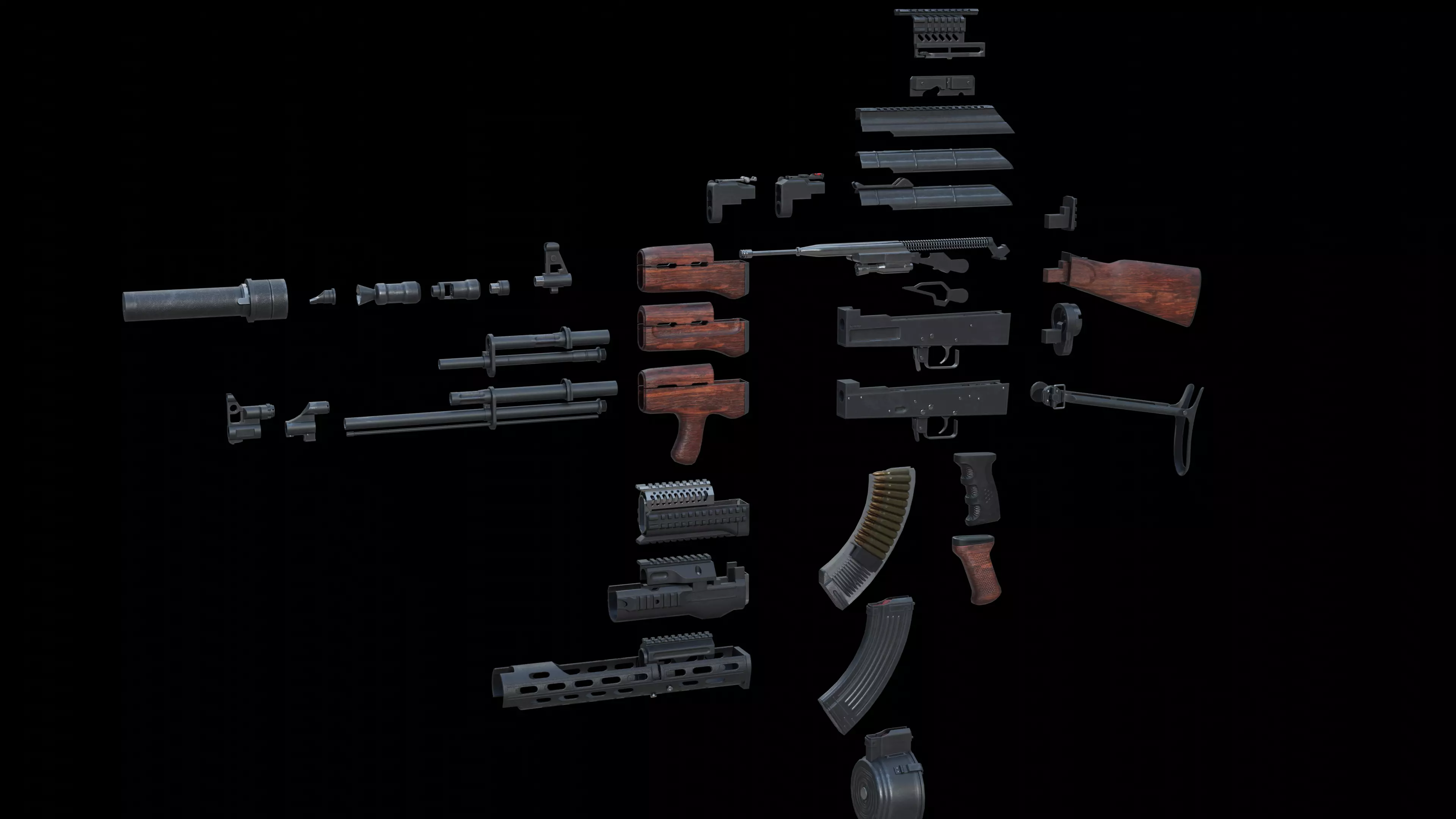 Modular AK-47 Low-poly 3D model_1