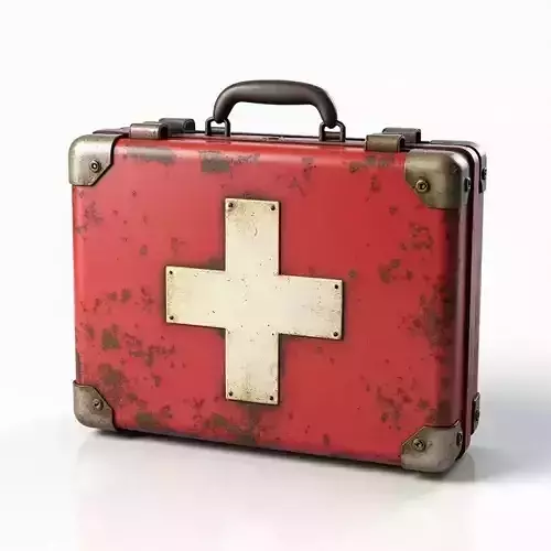 Vintage First Aid Kit 3D Model Worn Survival Prop Low-poly 3D model