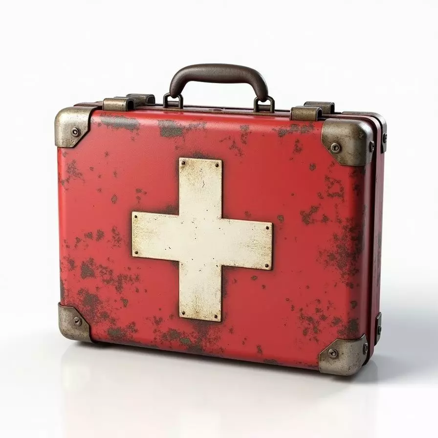 Vintage First Aid Kit 3D Model Worn Survival Prop Low-poly 3D model_0