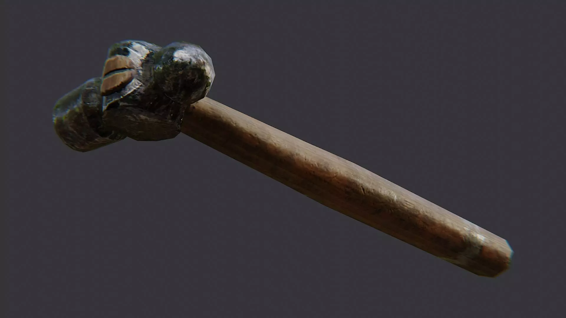 Wooden Handle Hammer With Steel Head Low-poly 3D model_5