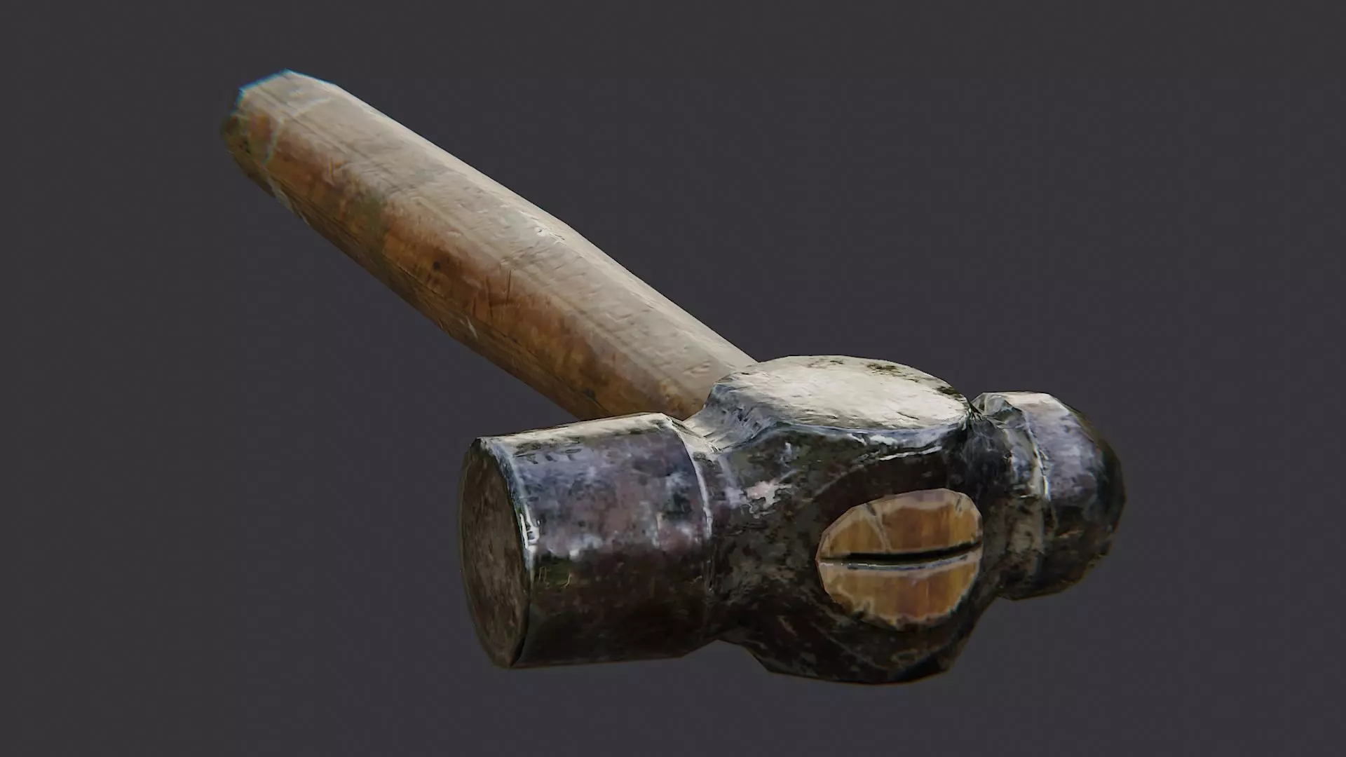 Wooden Handle Hammer With Steel Head Low-poly 3D model_1