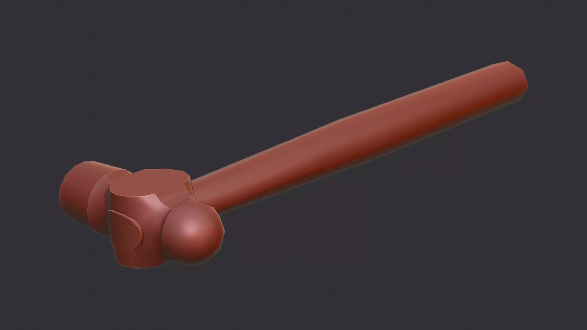 Wooden Handle Hammer With Steel Head Low-poly 3D model_6