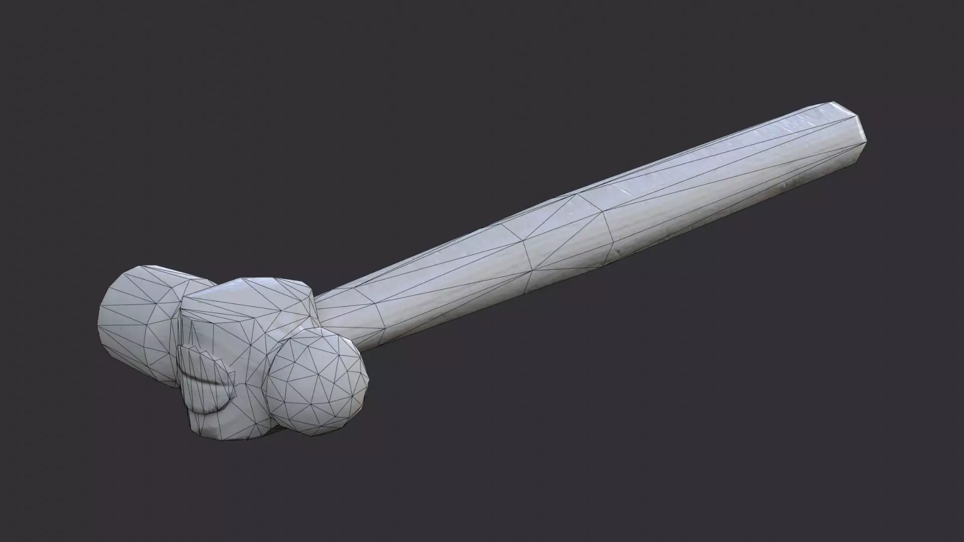 Wooden Handle Hammer With Steel Head Low-poly 3D model_7