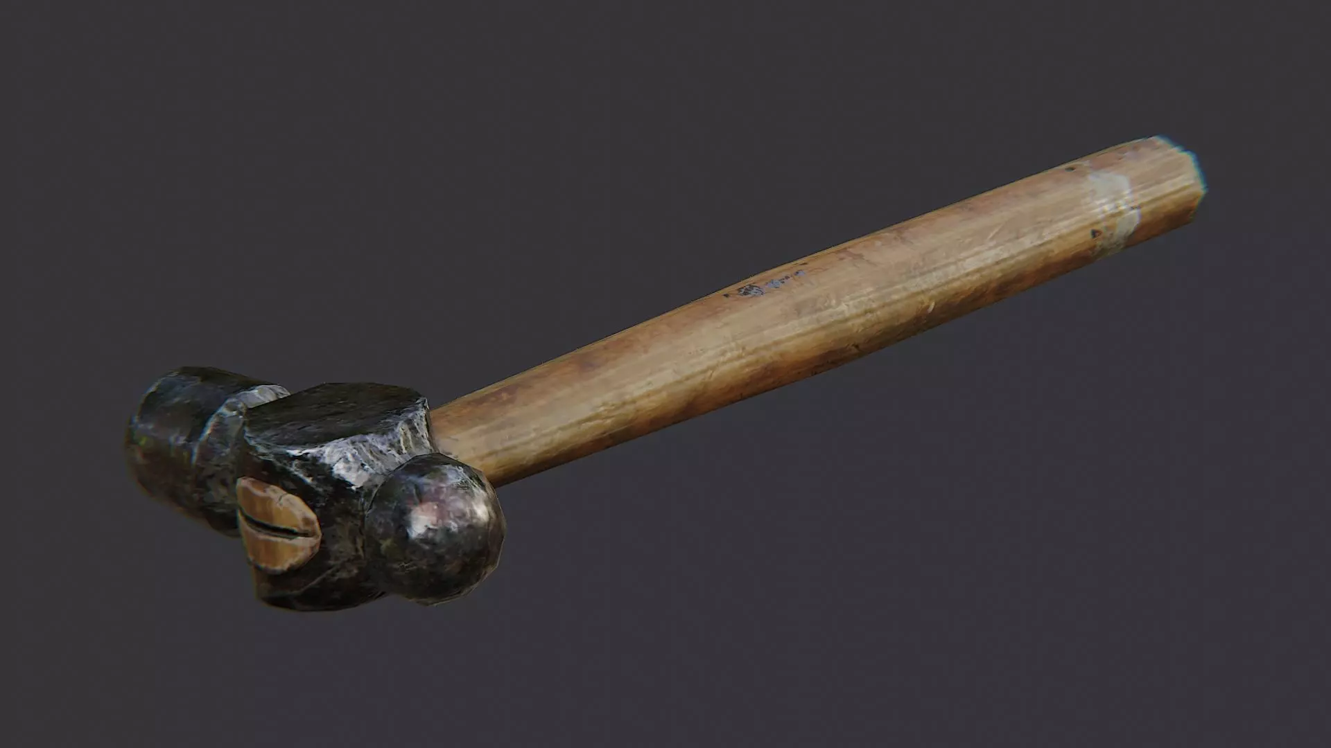 Wooden Handle Hammer With Steel Head Low-poly 3D model_0
