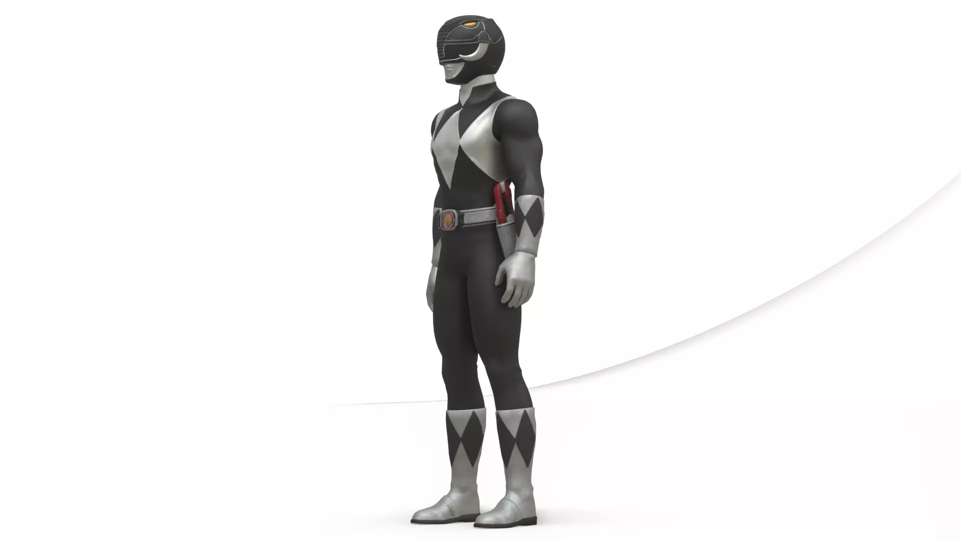 Black Ranger 3D Model Power Rangers Mighty Morphin Rigged Low-poly 3D model_6