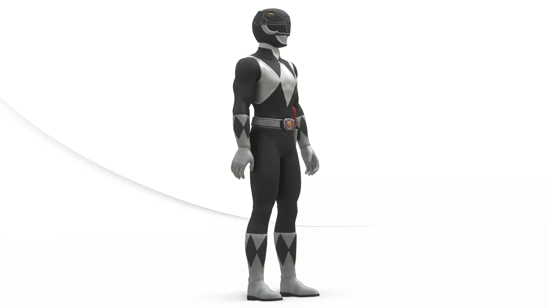Black Ranger 3D Model Power Rangers Mighty Morphin Rigged Low-poly 3D model_10