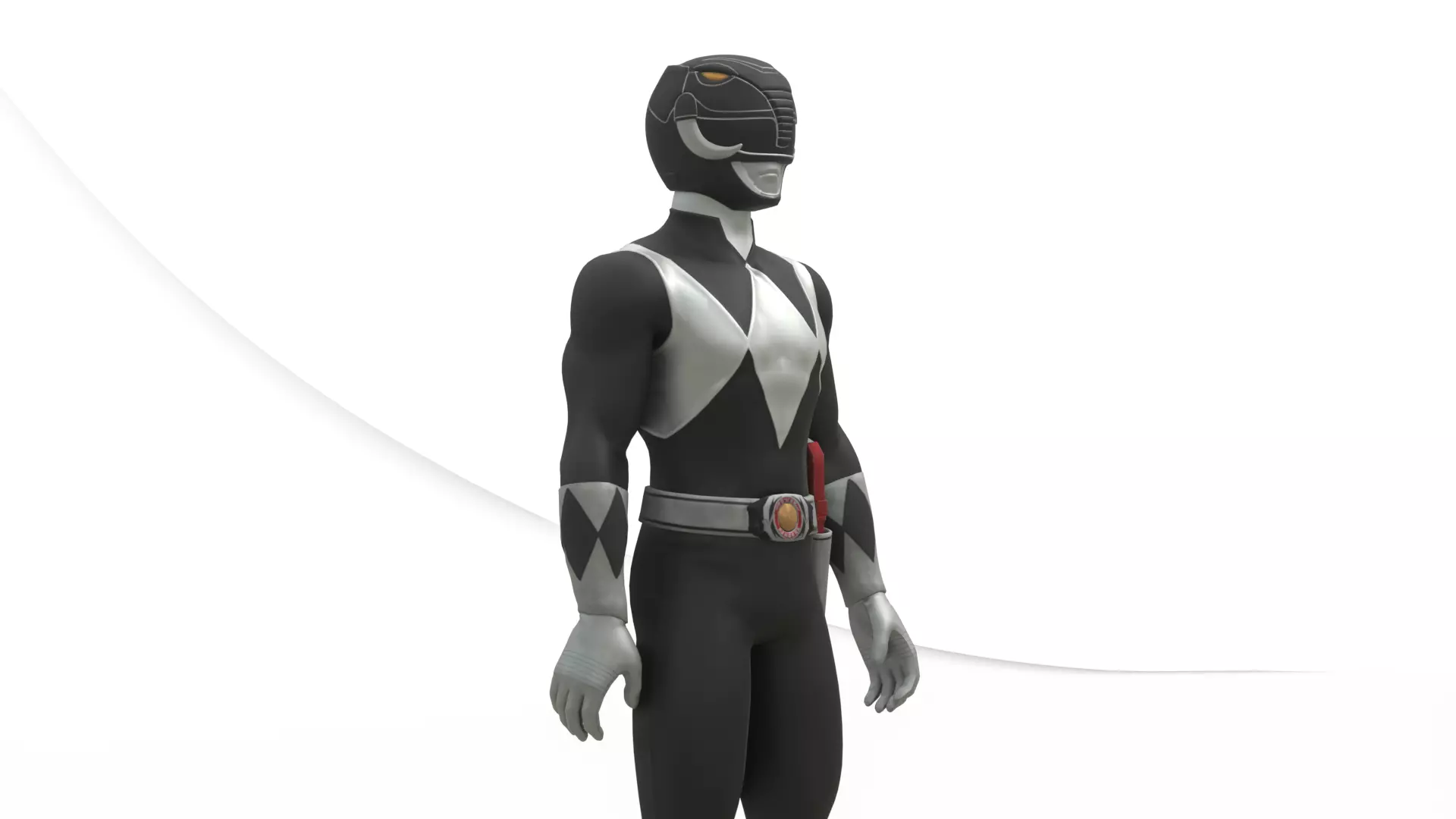 Black Ranger 3D Model Power Rangers Mighty Morphin Rigged Low-poly 3D model_1