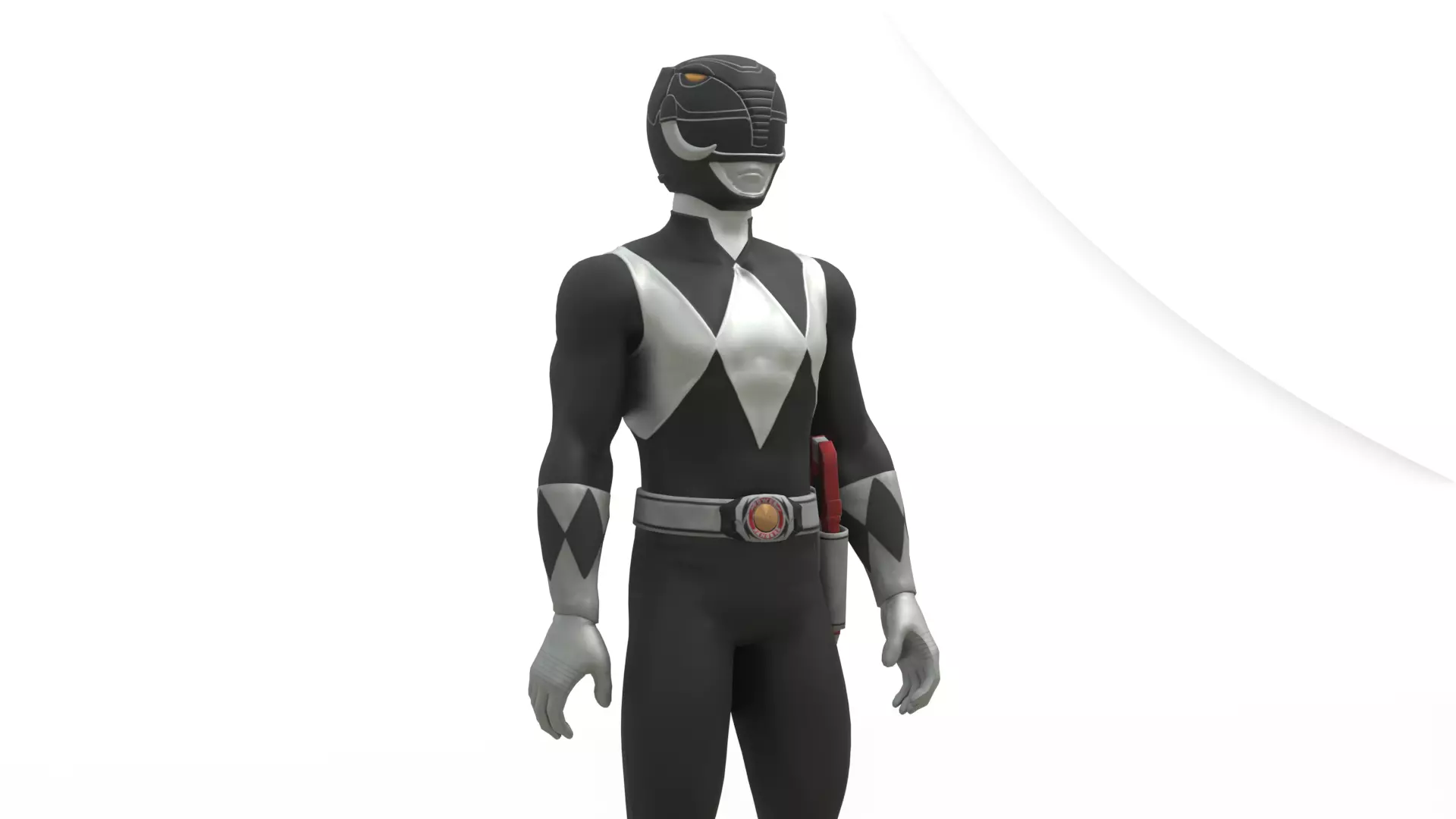 Black Ranger 3D Model Power Rangers Mighty Morphin Rigged Low-poly 3D model_0