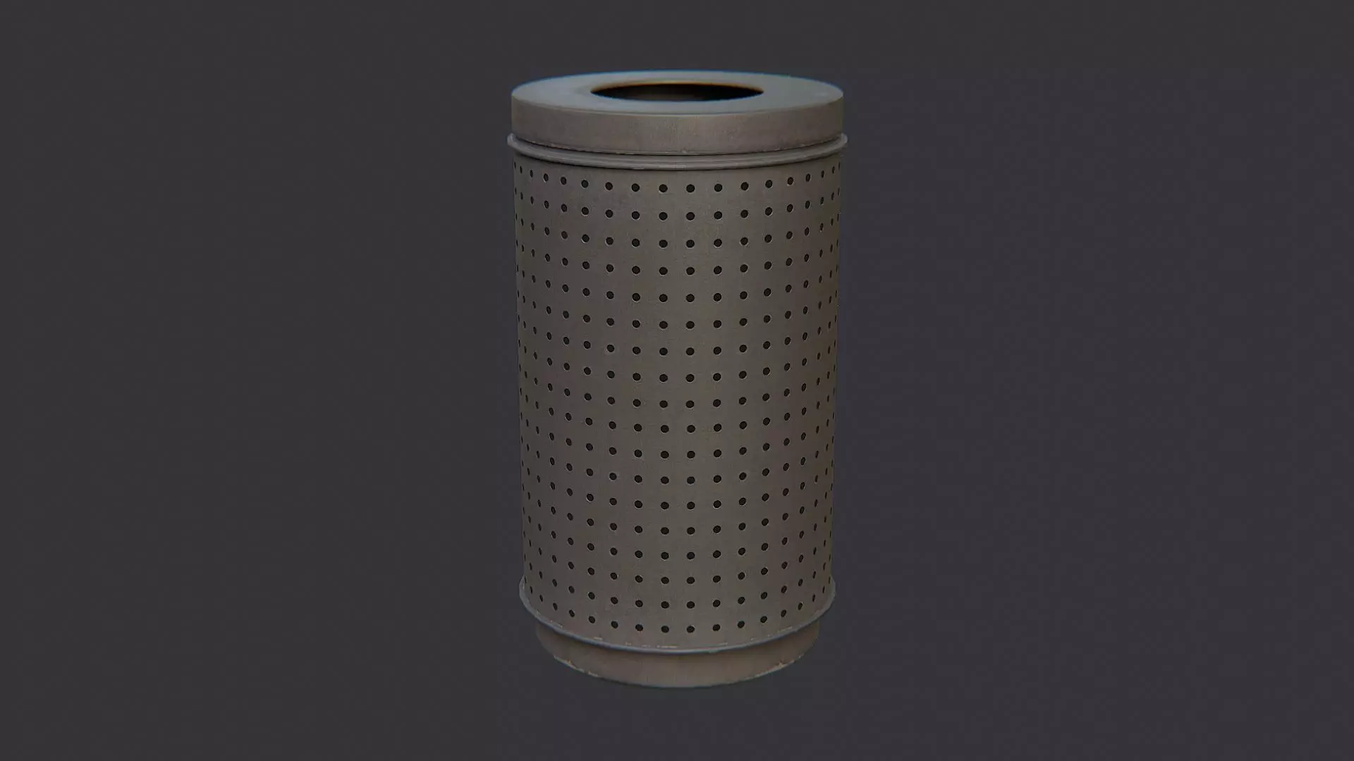 Perforated Metal Trash Bin Airport Low-poly 3D model_2
