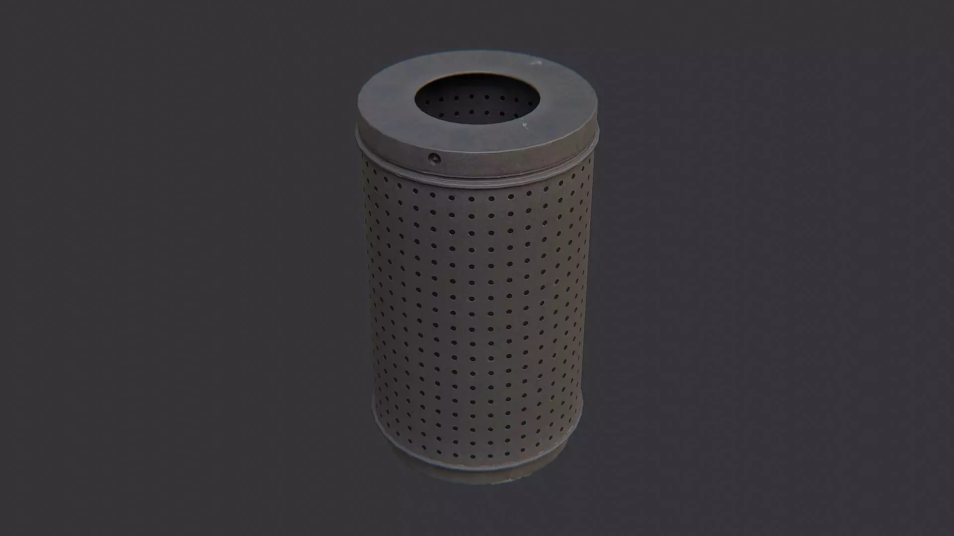 Perforated Metal Trash Bin Airport Low-poly 3D model_0