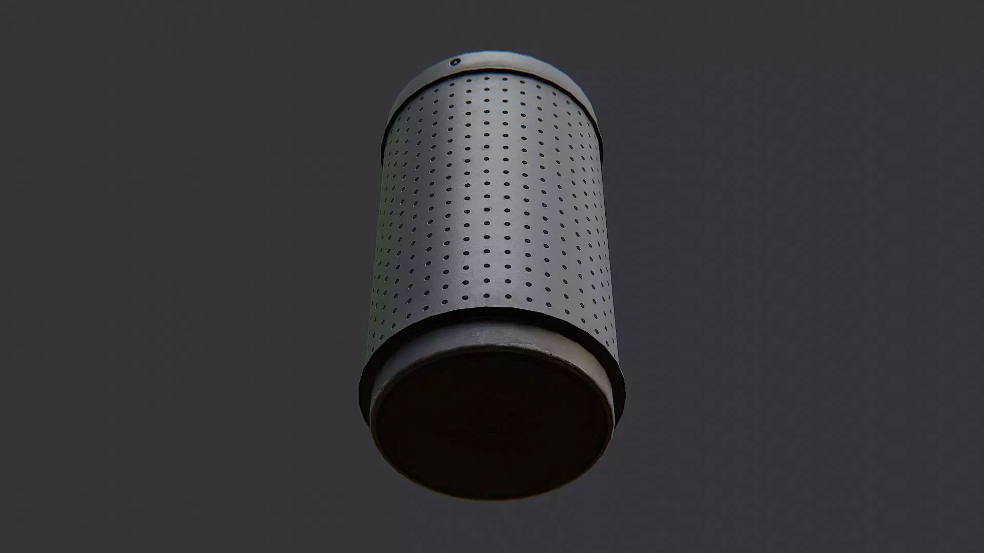 Perforated Metal Trash Bin Airport Low-poly 3D model_5