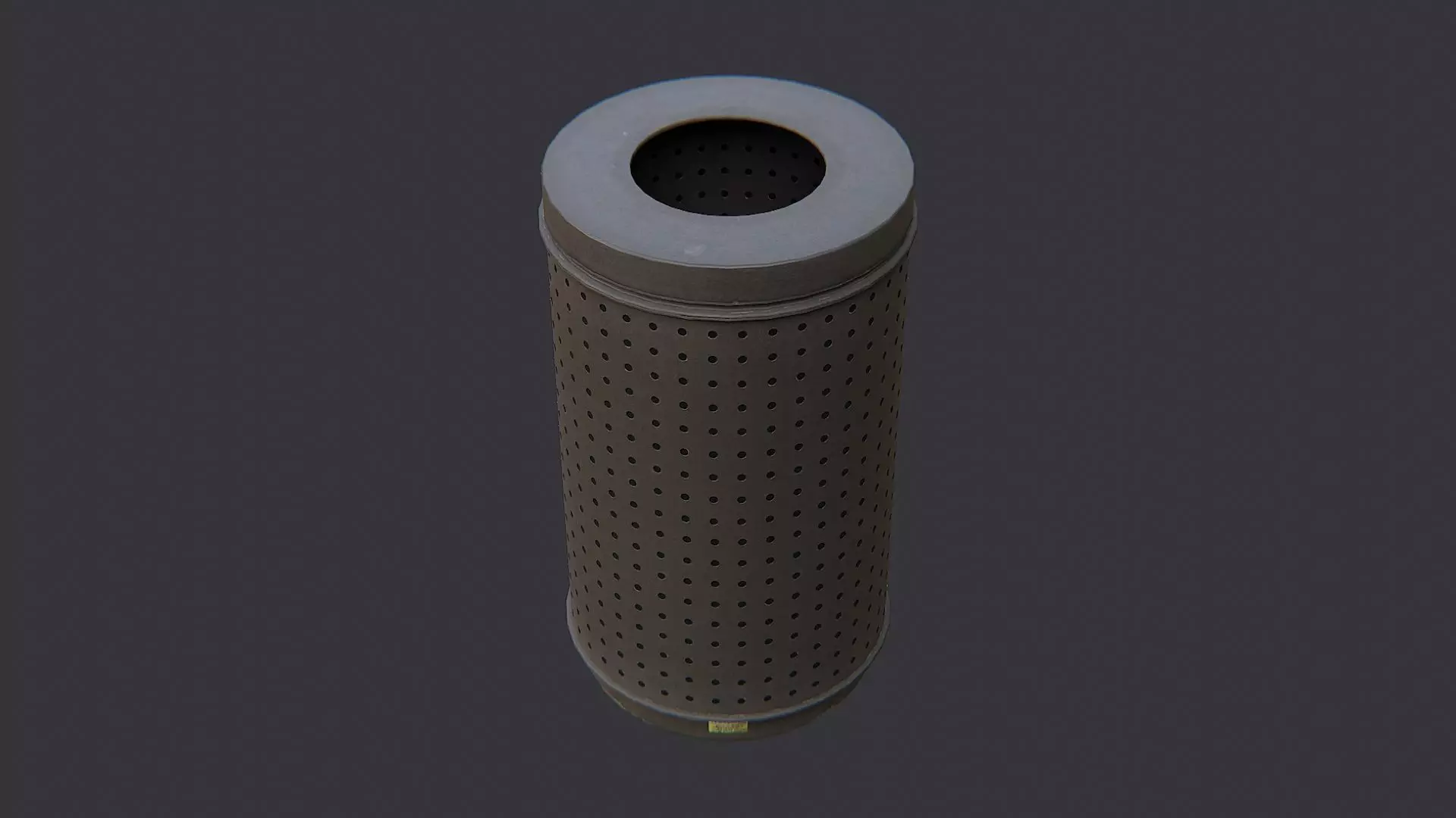 Perforated Metal Trash Bin Airport Low-poly 3D model_3