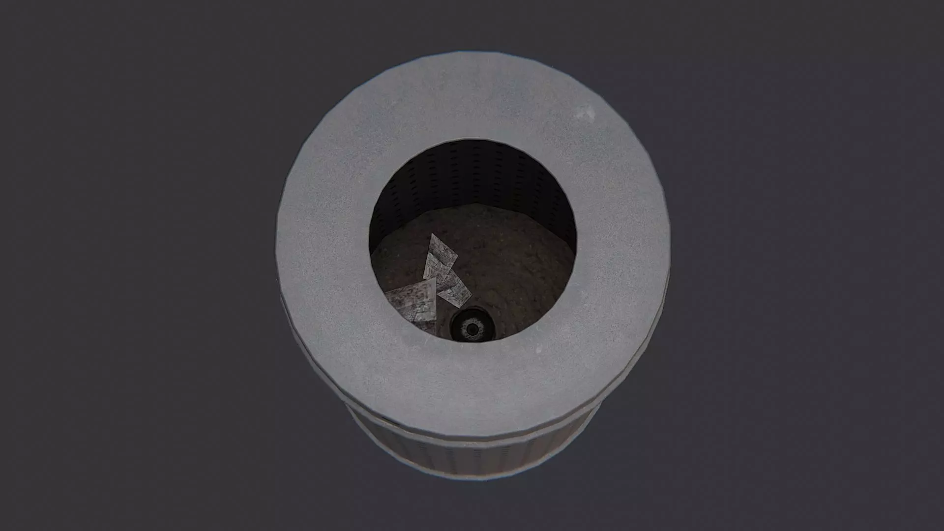 Perforated Metal Trash Bin Airport Low-poly 3D model_4