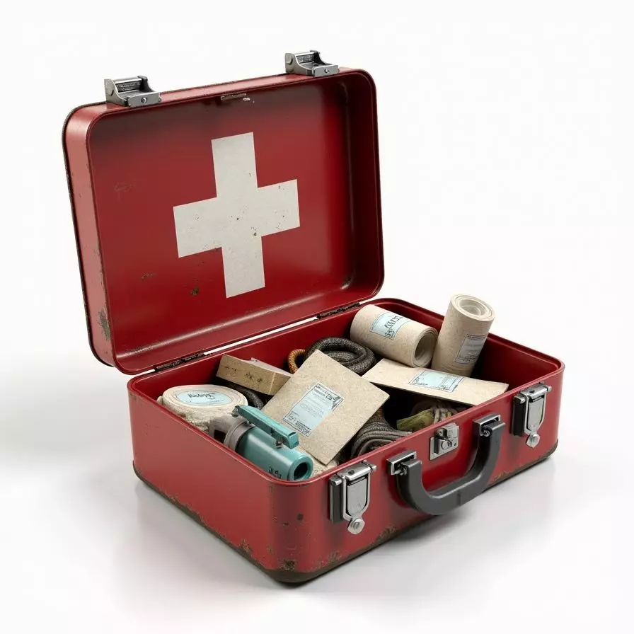 Open Vintage First Aid Kit 3D Model Survival Loot Low-poly 3D model_0