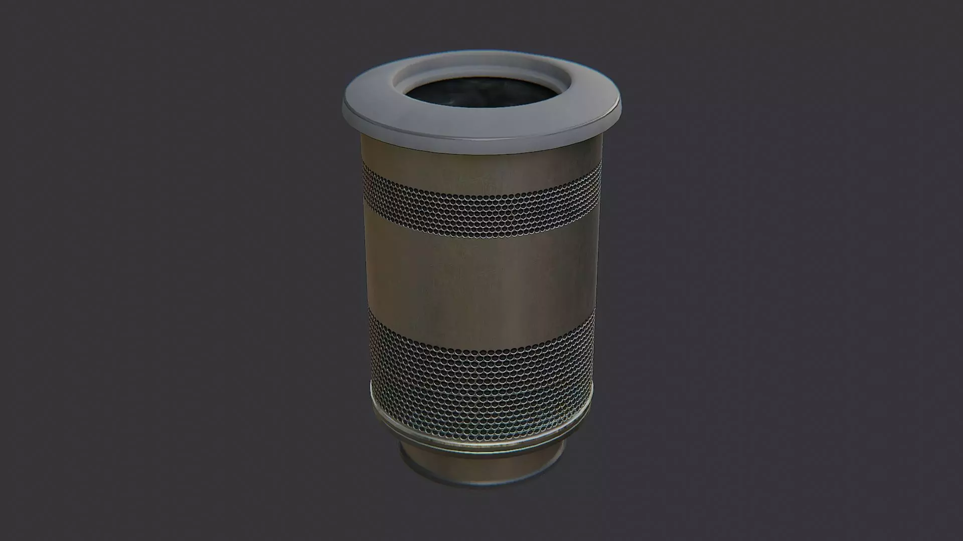 Metal Trash Bin Low-poly 3D model_1