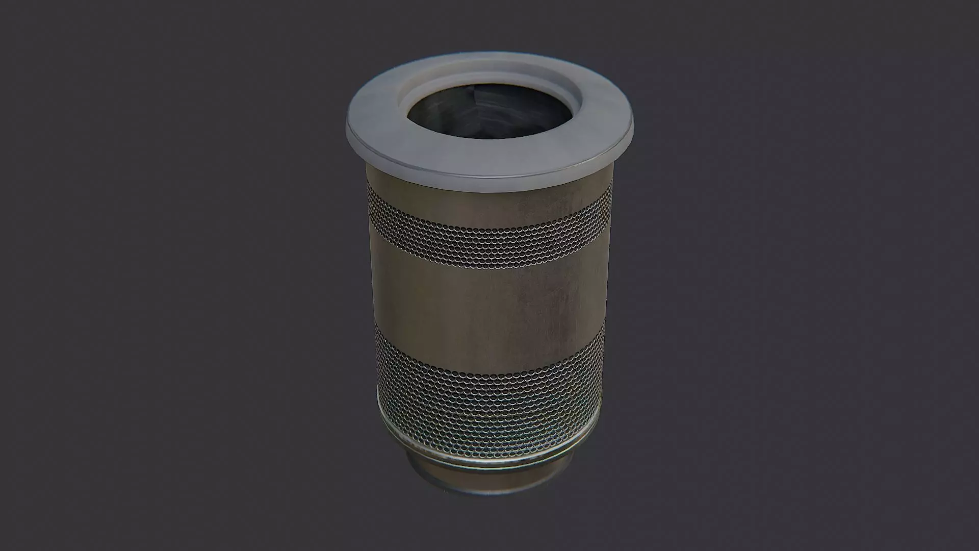 Metal Trash Bin Low-poly 3D model_0