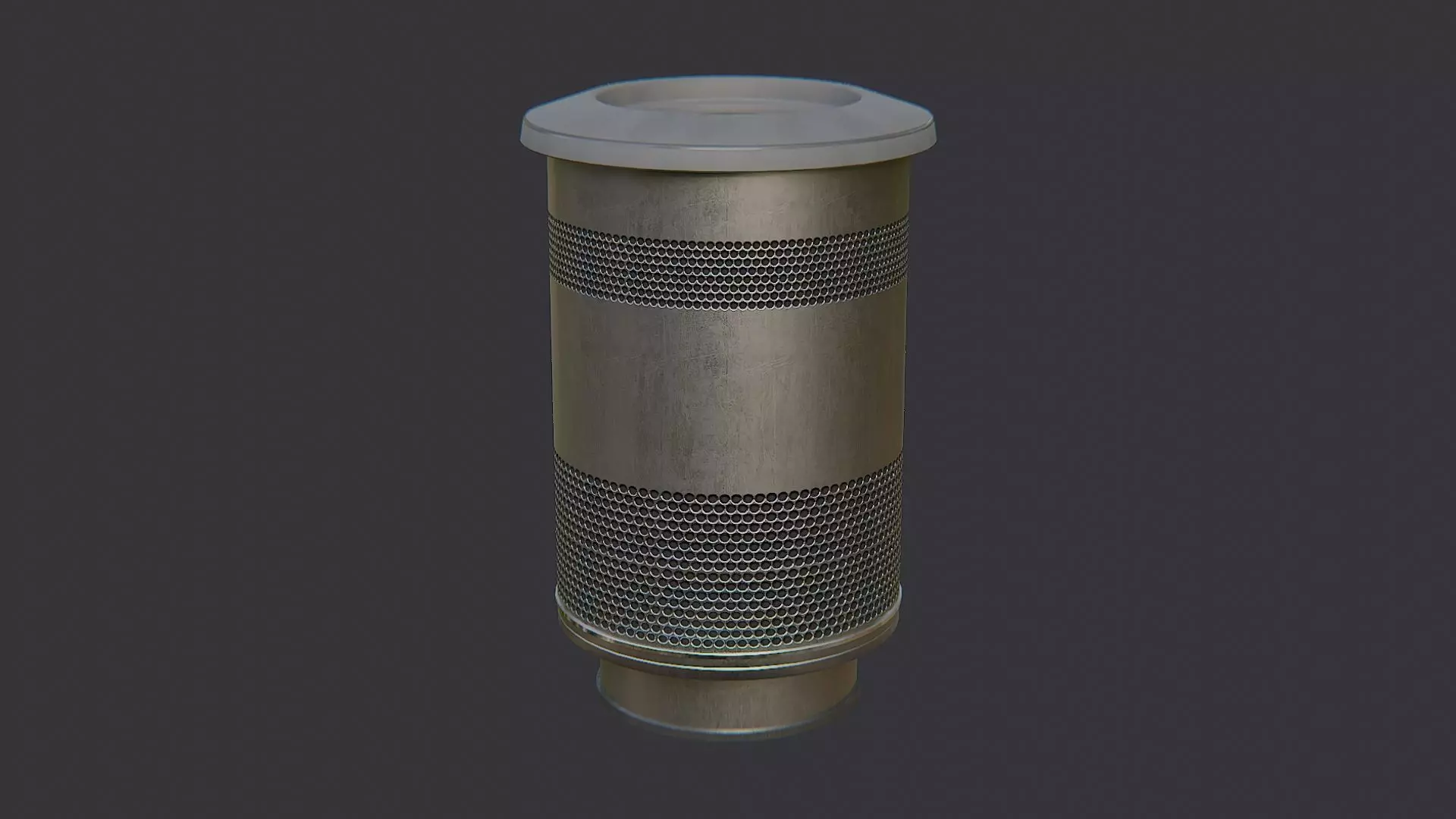 Metal Trash Bin Low-poly 3D model_2