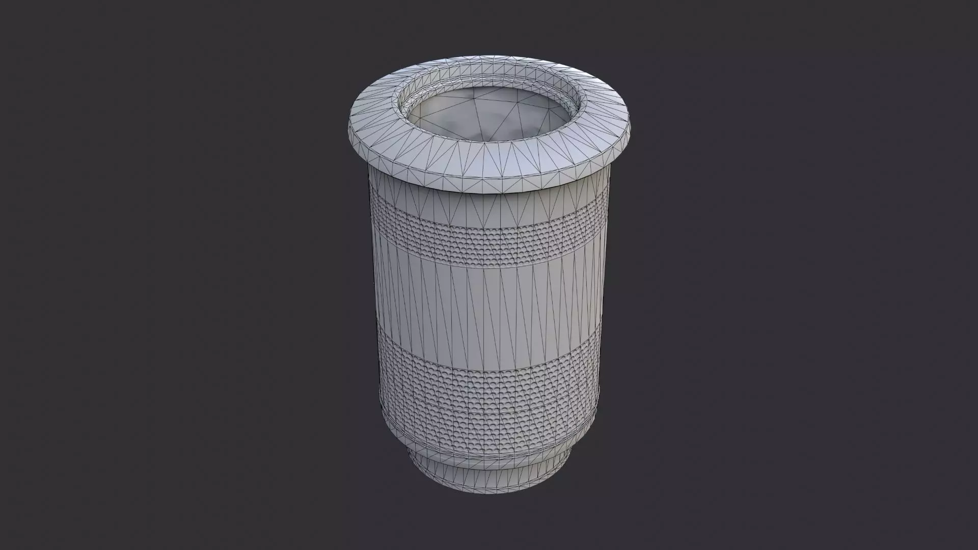 Metal Trash Bin Low-poly 3D model_7