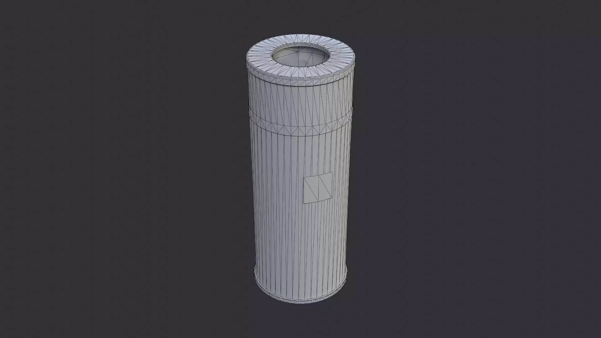 Metal Trash Can With Stripes Realistic Office Bin Low-poly 3D model_7