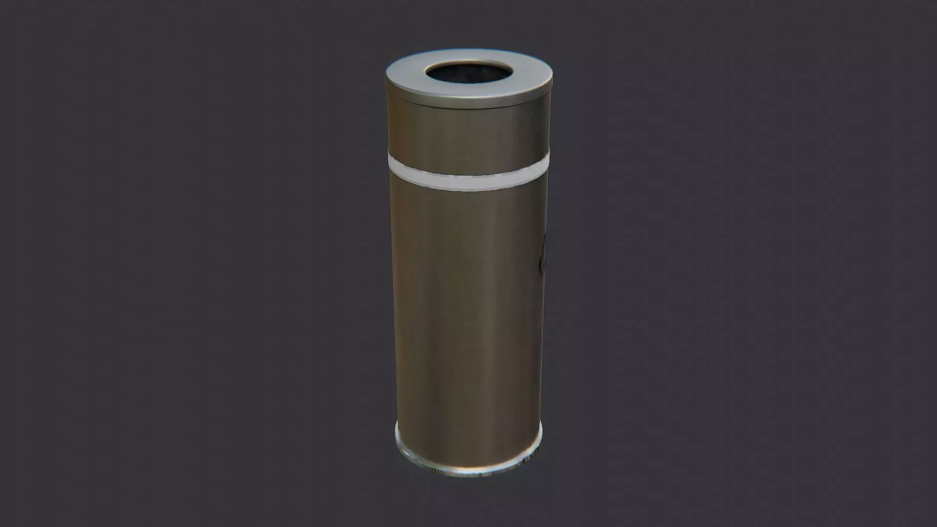 Metal Trash Can With Stripes Realistic Office Bin Low-poly 3D model_1