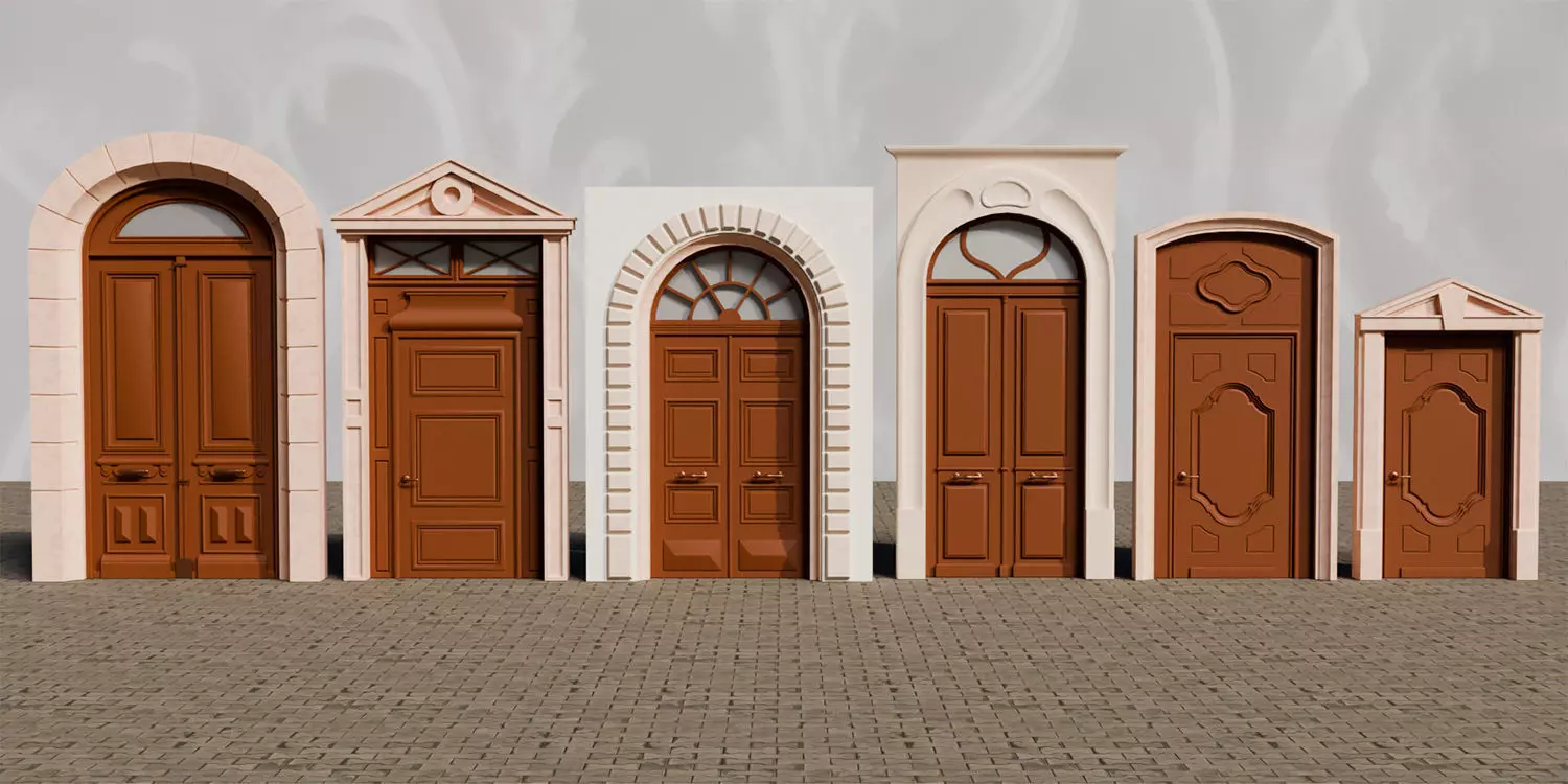 110 Neoclassical Colonial Architectural building elements  Low-poly 3D model_7