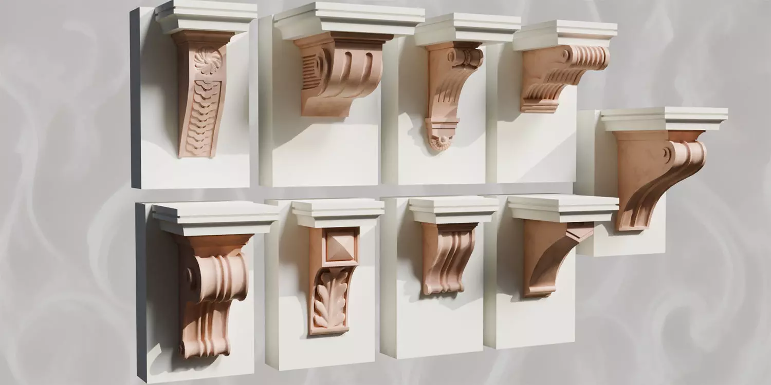 110 Neoclassical Colonial Architectural building elements  Low-poly 3D model_8