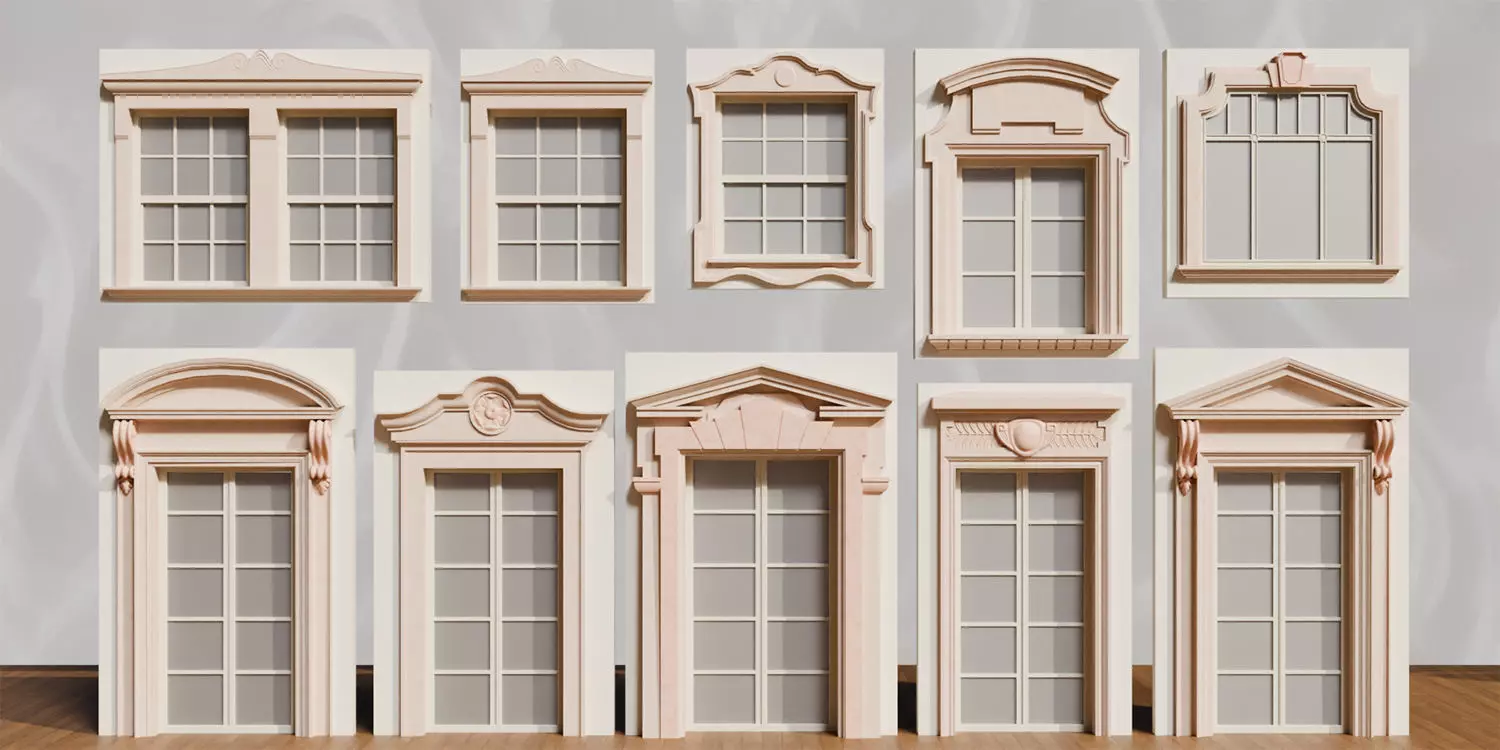 110 Neoclassical Colonial Architectural building elements  Low-poly 3D model_2